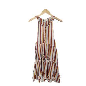 Z&L Made With Love Cotton Tassel Mini Dress Striped Boho Peasant Indie Small
